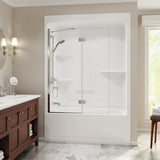 Camelia TSR-6032 Acrylic Alcove Left-Hand Drain One-Piece Tub Shower in White