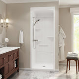 Camelia SHR-3636 Acrylic Alcove Center Drain Three-Piece Shower in White - No Seat