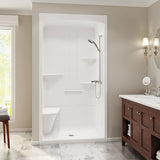 Camelia SHR-4834 Acrylic Alcove Center Drain One-Piece Shower in White