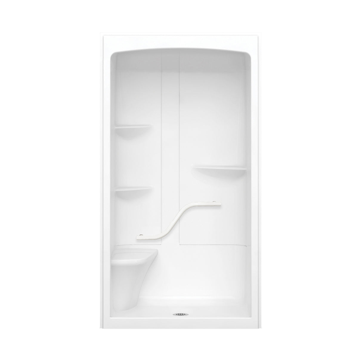 Camelia SHR-4834 Acrylic Alcove Center Drain One-Piece Shower in White
