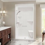 Camelia SHR-4834 Acrylic Alcove Center Drain One-Piece Shower in White