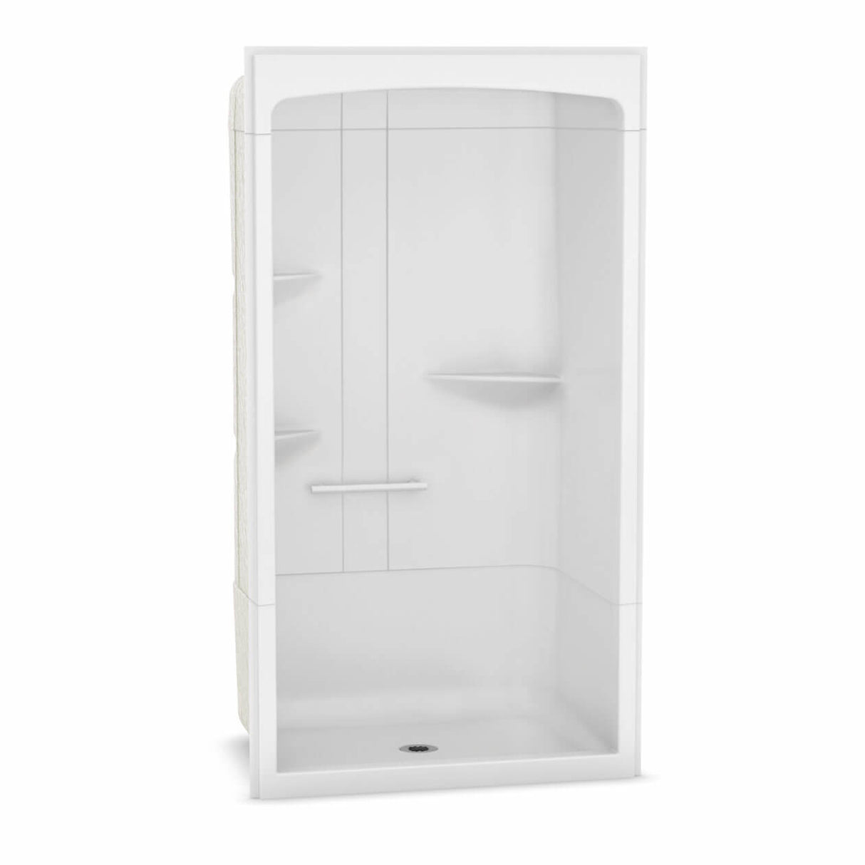 Camelia SHR-4834 Acrylic Alcove Center Drain Three-Piece Shower in White