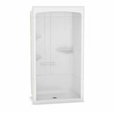 Camelia SHR-4834 Acrylic Alcove Center Drain Three-Piece Shower in White