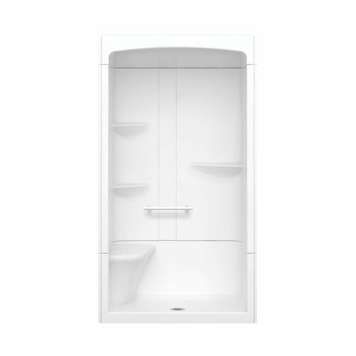 Camelia SHR-4834 Acrylic Alcove Center Drain Three-Piece Shower in White
