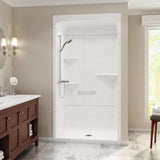 Camelia SHR-4834 Acrylic Alcove Center Drain Three-Piece Shower in White