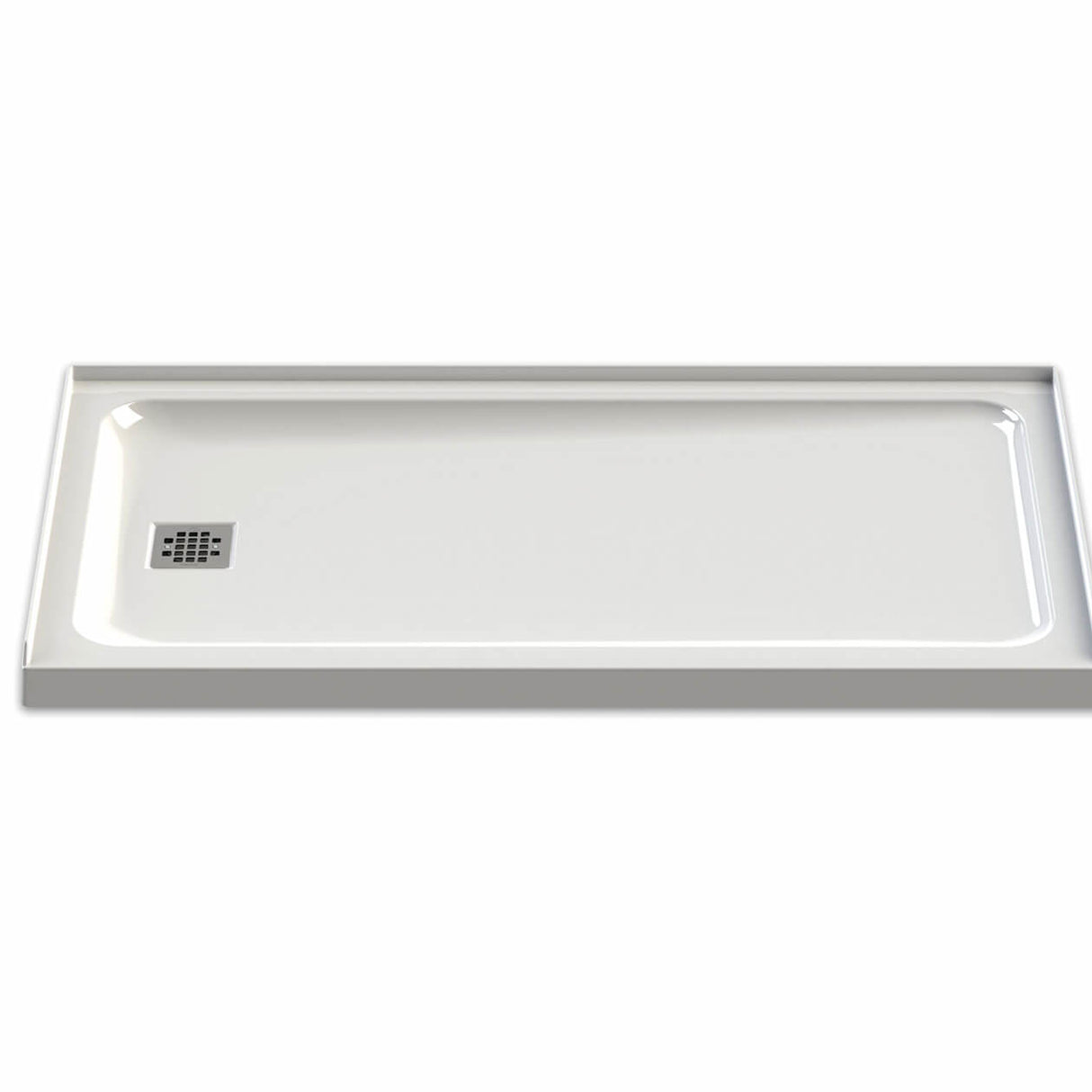 Olympia Square 6032 Acrylic Alcove or Corner Shower Base in White with Left-Hand Drain