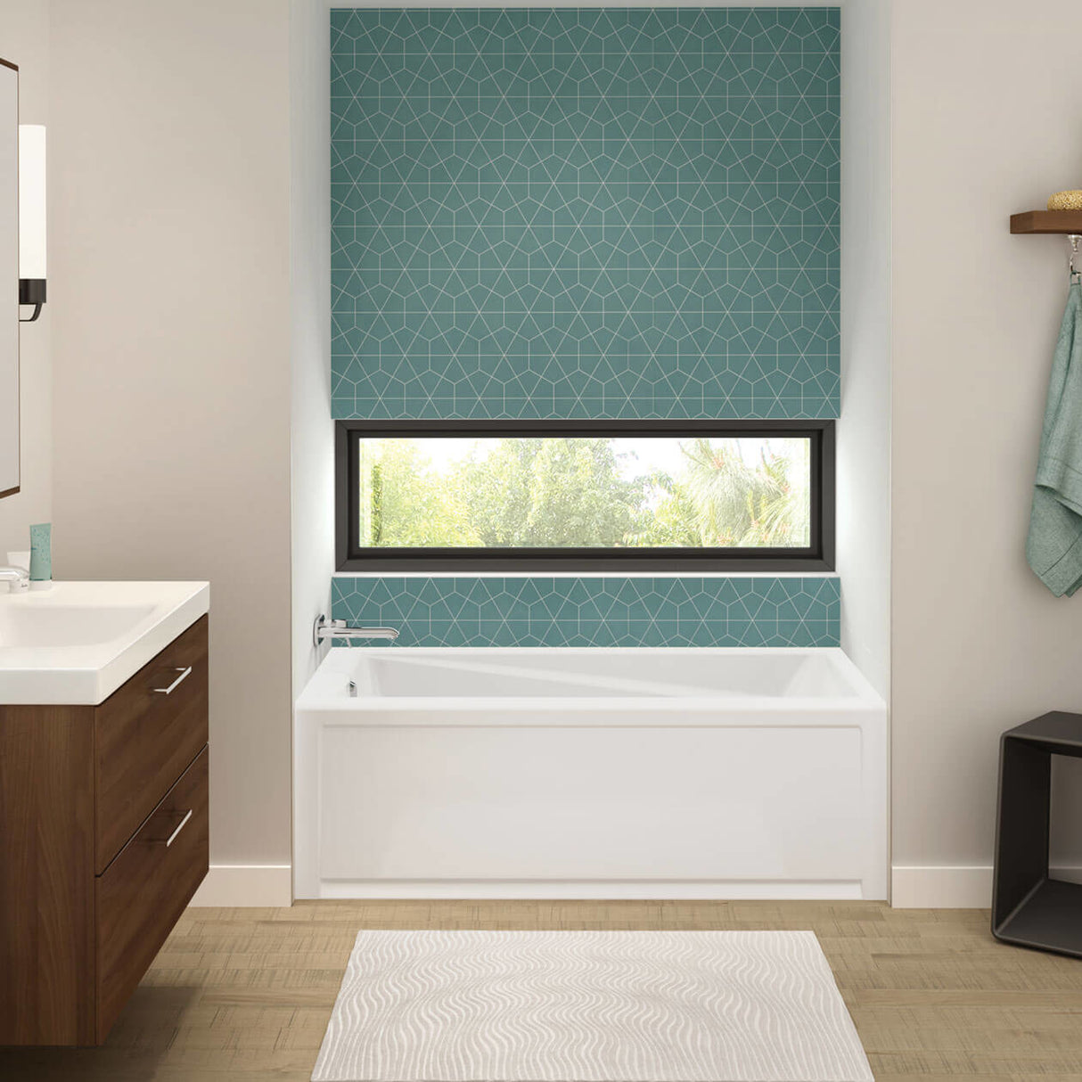 Exhibit 6036 IFS AFR Acrylic Alcove Left-Hand Drain Bathtub in White