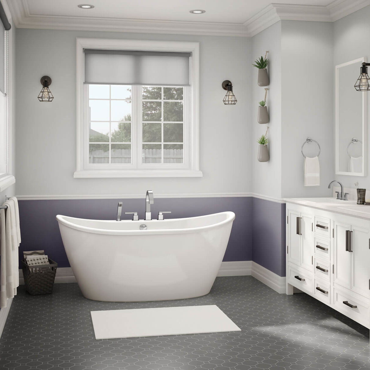 Delsia 6032 AcrylX Freestanding Center Drain Bathtub in White with White Skirt