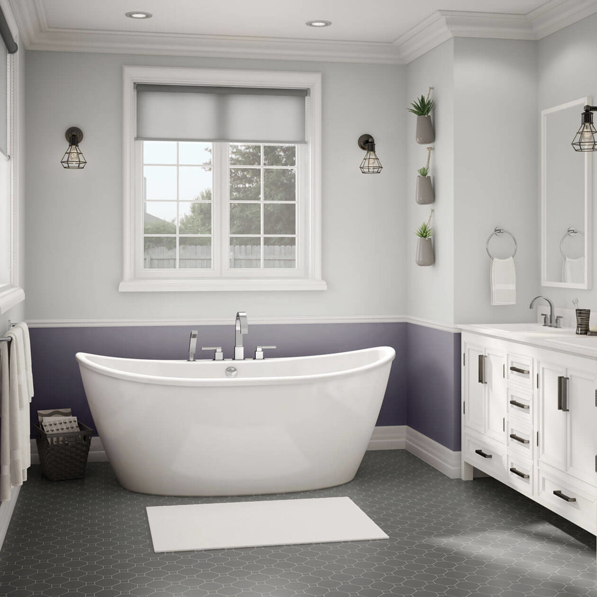 Delsia 6636 AcrylX Freestanding Center Drain Bathtub in White with White Skirt