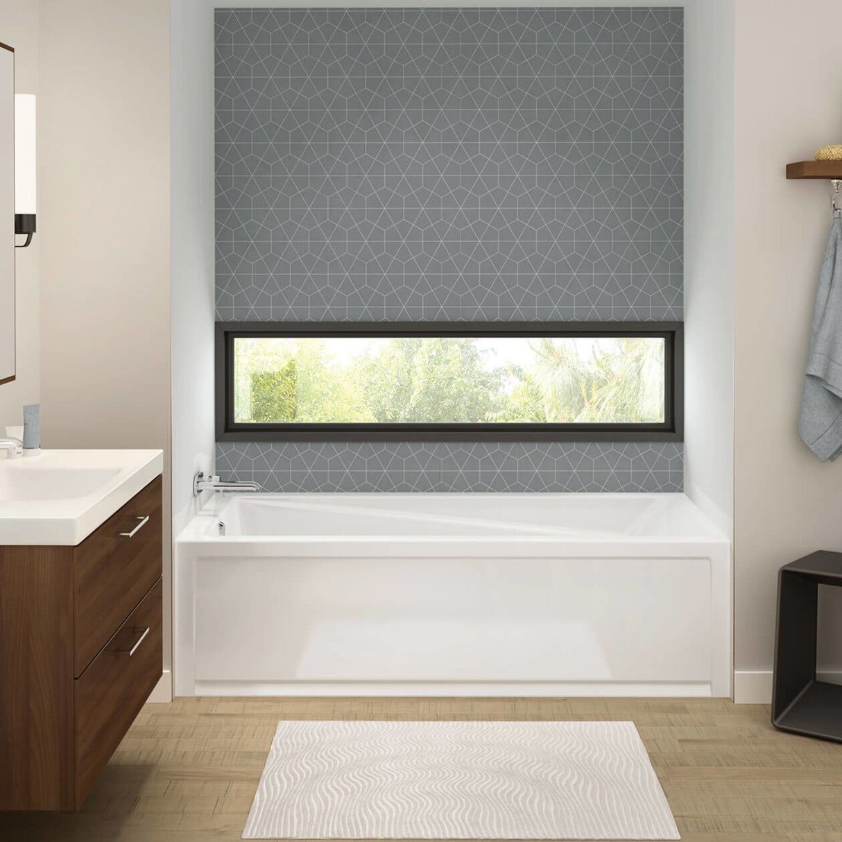 Exhibit 7232 IFS AFR Acrylic Alcove Left-Hand Drain Bathtub in White