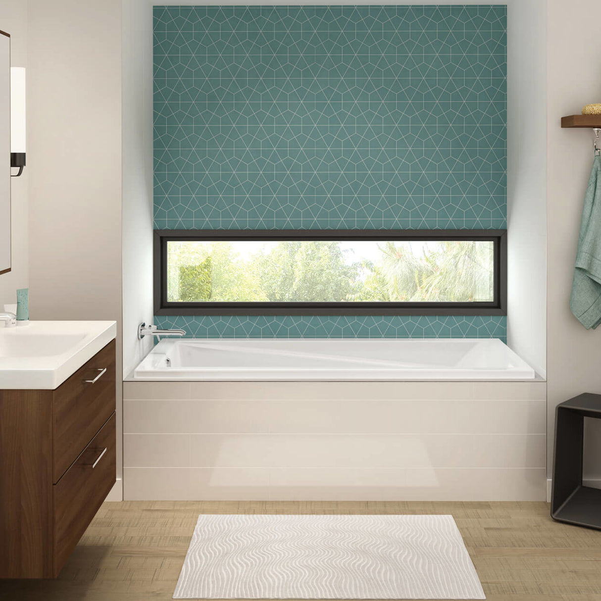 Exhibit 6042 Acrylic Drop-in End Drain Bathtub in White