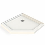 Neo-Angle Base 38 Acrylic Corner Left or Right Shower Base with Corner Drain in White