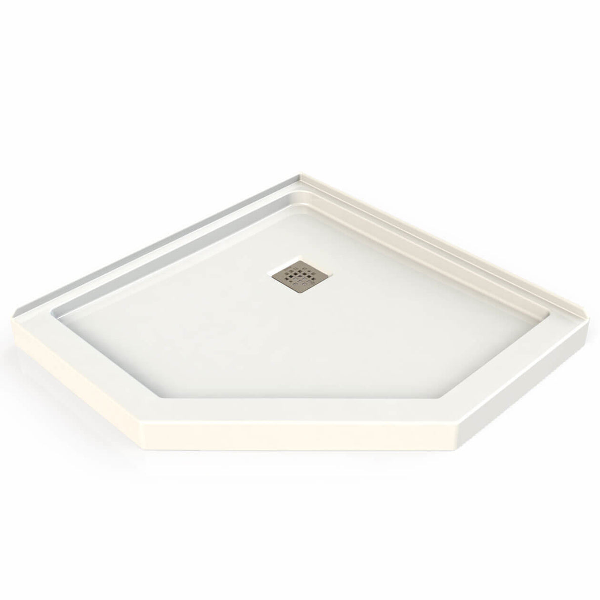 Neo-Angle Base 40 Acrylic Corner Left or Right Shower Base with Corner Drain in White