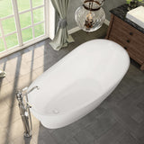 Joan 61 x 32 Acrylic Freestanding End Drain Bathtub in White with White Skirt