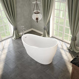 Joan 61 x 32 Acrylic Freestanding End Drain Bathtub in White with White Skirt