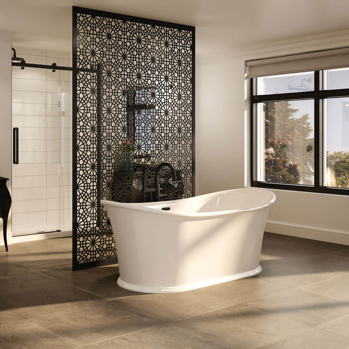 Elina 66 x 34 Acrylic Freestanding Center Drain Bathtub in White with White Skirt