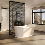 Elina 66 x 34 Acrylic Freestanding Center Drain Bathtub in White with White Skirt