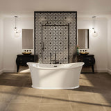 Elina 66 x 34 Acrylic Freestanding Center Drain Bathtub in White with White Skirt