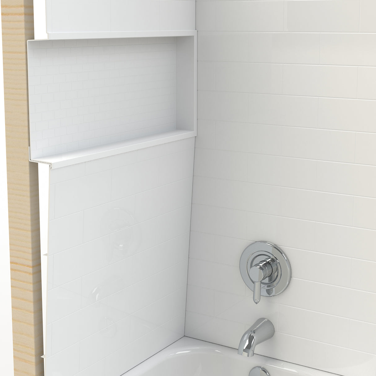 NexTile 6030 Direct-to-Stud Four-Piece Alcove Tub Wall Kit in White