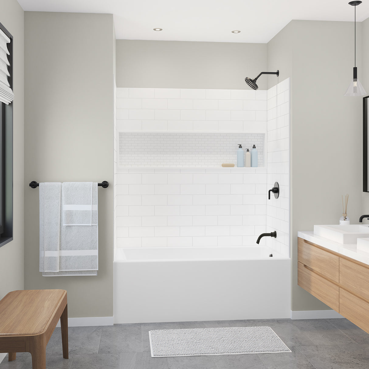 NexTile 6030 Direct-to-Stud Four-Piece Alcove Tub Wall Kit in White