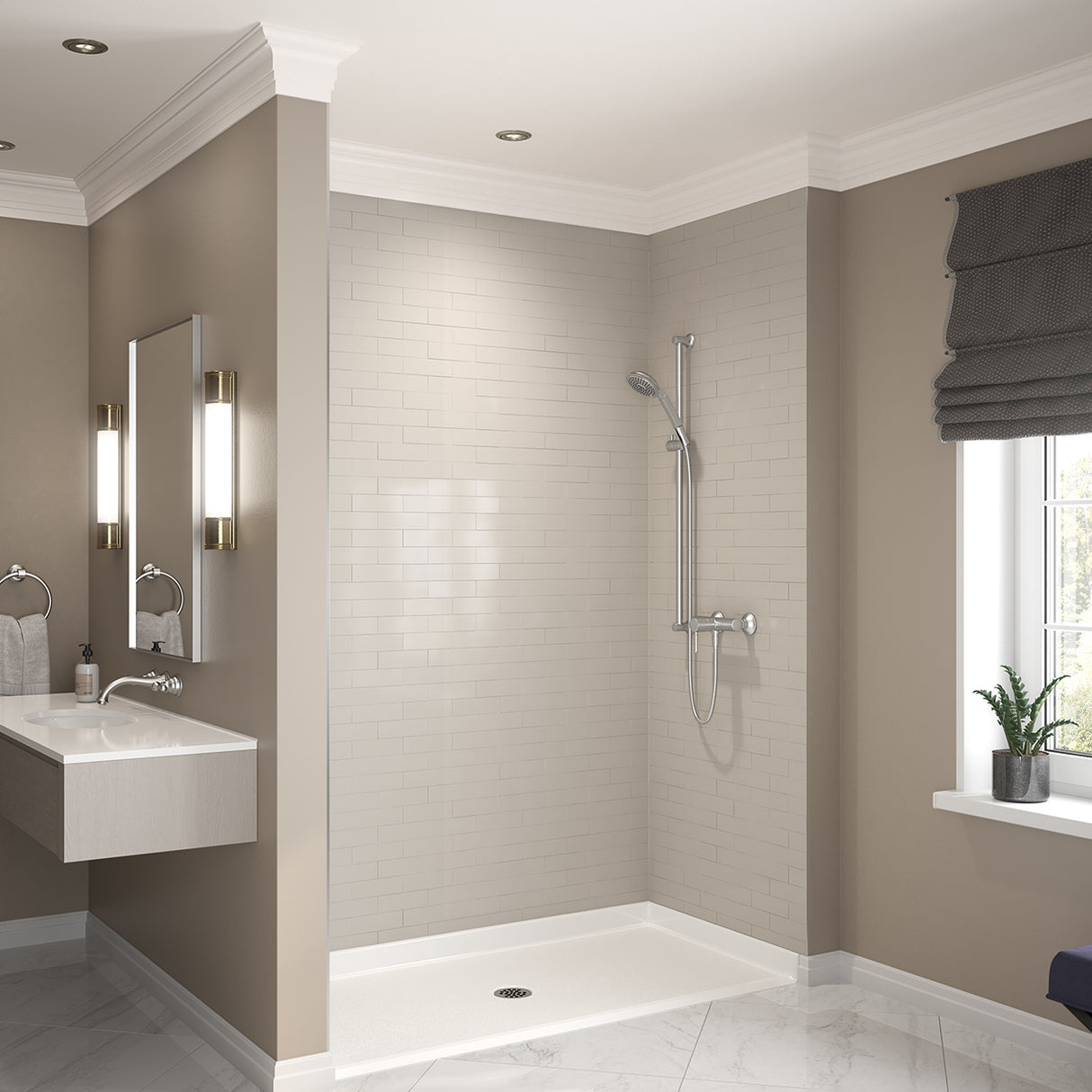 Outlook Base 6030 C AcrylX Alcove Shower Base with Center Drain in White