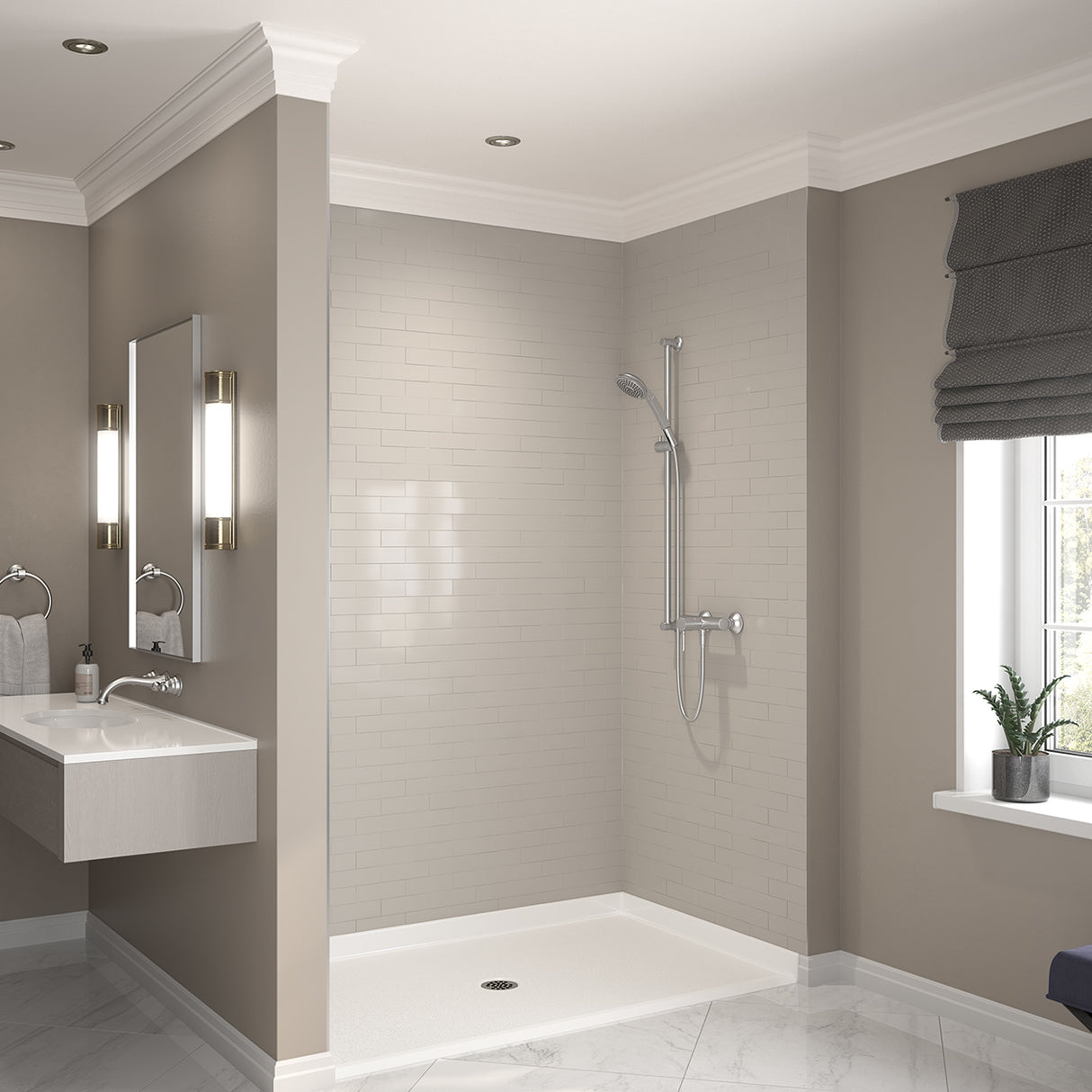 Outlook Base 6036 AcrylX Alcove Shower Base with Center Drain in White