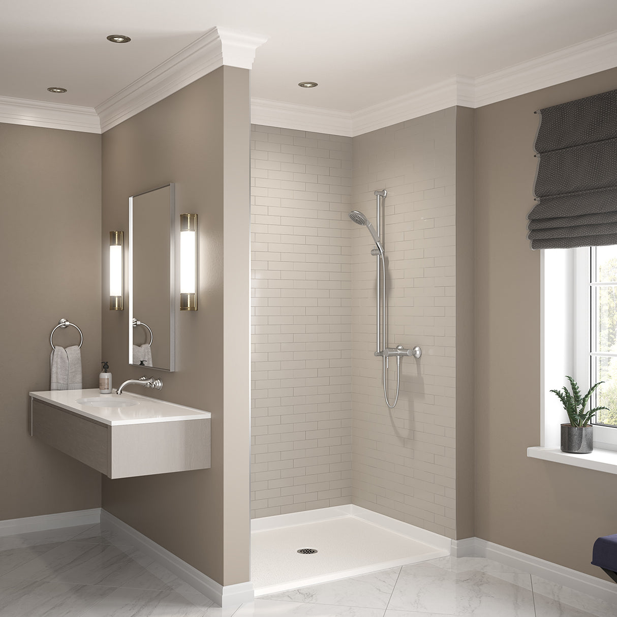 Outlook Base 4836 AcrylX Alcove Shower Base with Center Drain in White