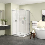 Roka 4242 Acrylic Corner Shower Base with Corner Drain in White