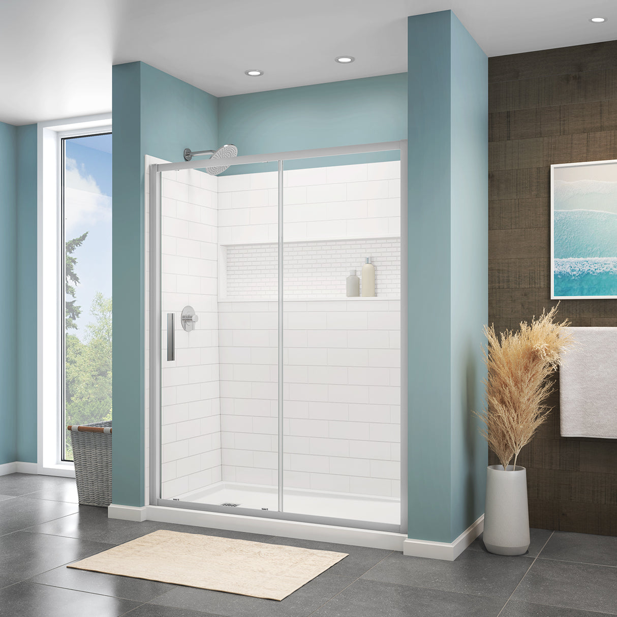 NexTile 6032 Direct-to-Stud Four-Piece Alcove Shower Wall Kit in White