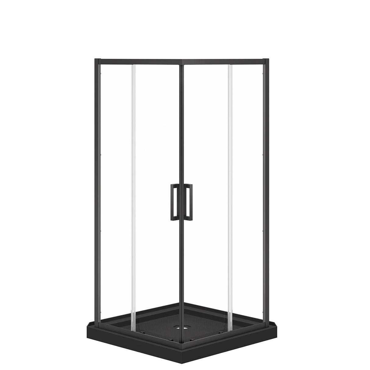 Scarlet 36 x 36 Acrylic Corner Drain Shower Kit in Black with Clear Glass in Chrome