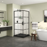 Scarlet 36 x 36 Acrylic Corner Drain Shower Kit in Black with Clear Glass in Chrome