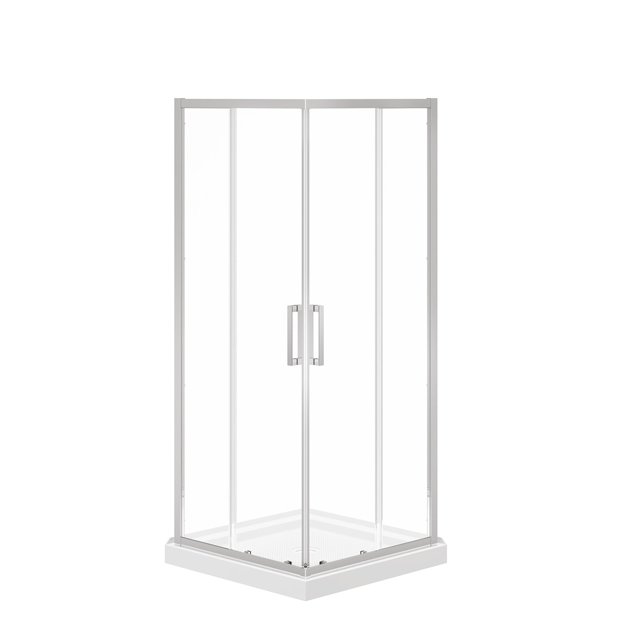 Scarlet 32 x 32 Acrylic Corner Drain Shower Kit in White with Clear Glass in Chrome