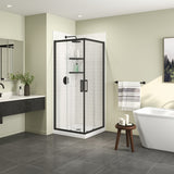 Scarlet 32 x 32 Acrylic Corner Drain Shower Kit in White with Clear Glass in Chrome