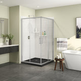 Scarlet 42 x 42 Acrylic Corner Drain Shower Kit in Black with Clear Glass in Chrome