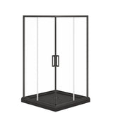 Scarlet 42 x 42 Acrylic Corner Drain Shower Kit in Black with Clear Glass in Chrome