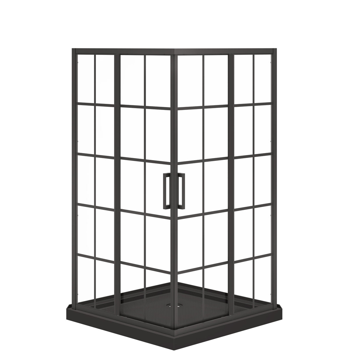 Scarlet 42 x 42 Acrylic Corner Drain Shower Kit in Black with Clear Glass in Chrome