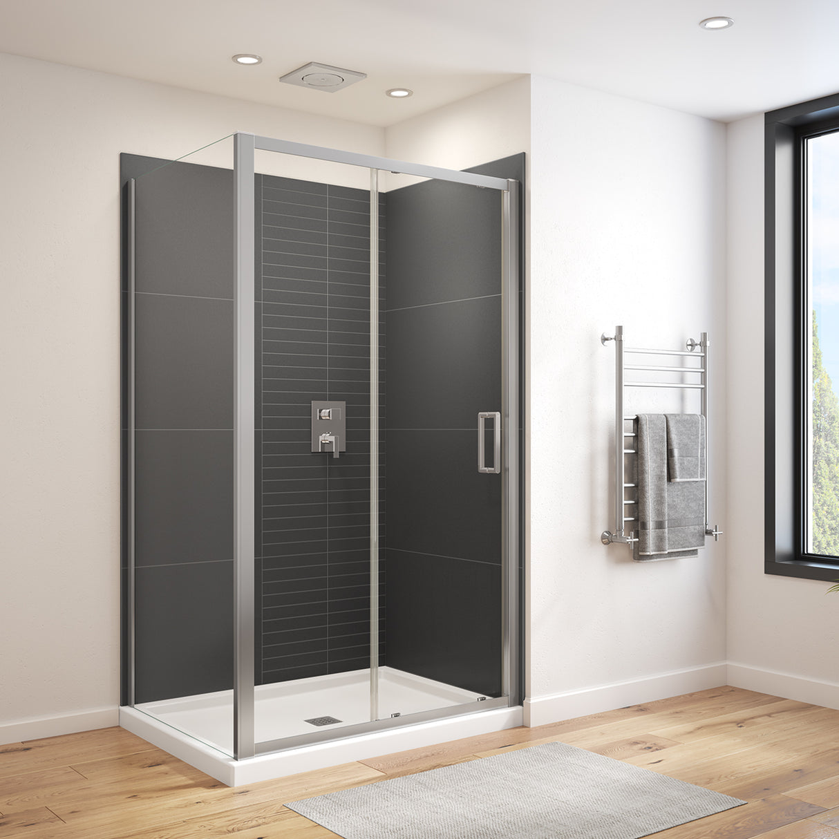 Connect Pro 45-46 ½ x 76 in. 6mm Sliding Shower Door for Alcove Installation with Clear glass in Chrome