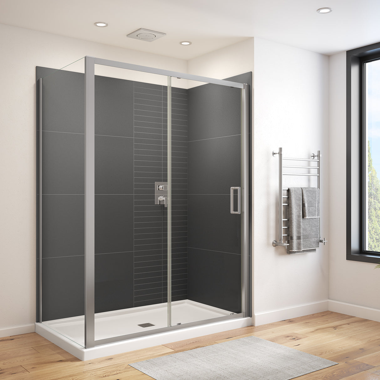 Connect Pro 57-58 ½ x 76 in. 6mm Sliding Shower Door for Alcove Installation with Clear glass in Chrome
