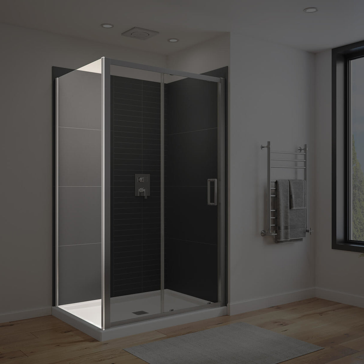 Connect Pro Return Panel for 32 in. Base with Clear glass in Chrome
