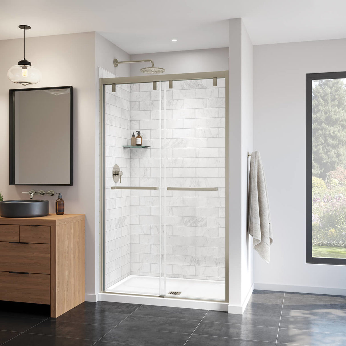 Uptown 44-47 x 76 in. 8 mm Bypass Shower Door for Alcove Installation with Clear glass in Chrome