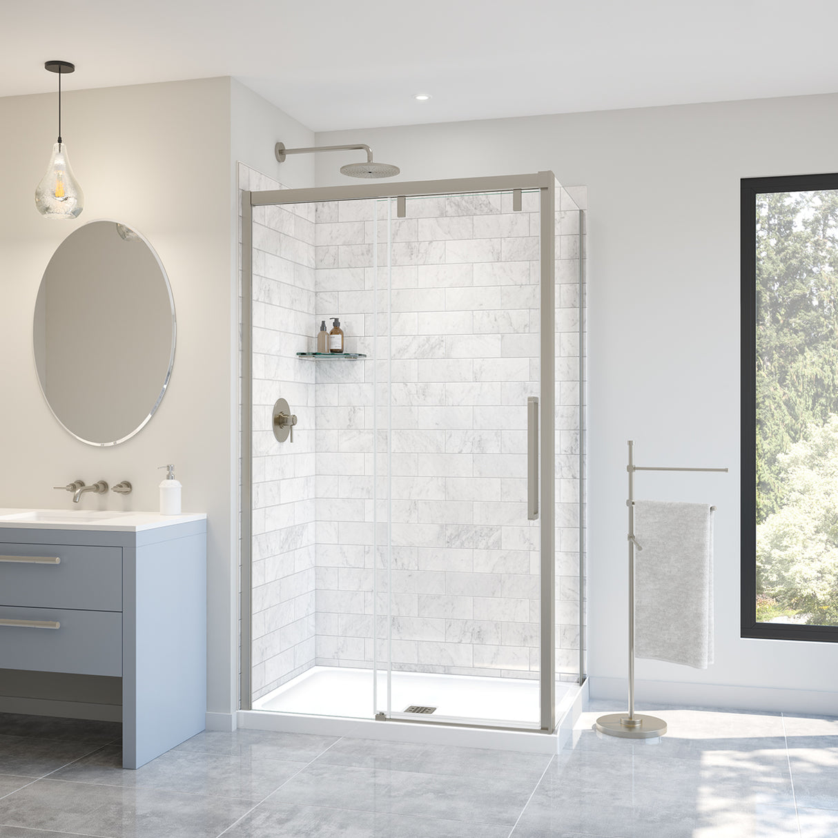 Uptown 44-47 x 76 in. 8 mm Sliding Shower Door for Alcove Installation with Clear glass in Chrome