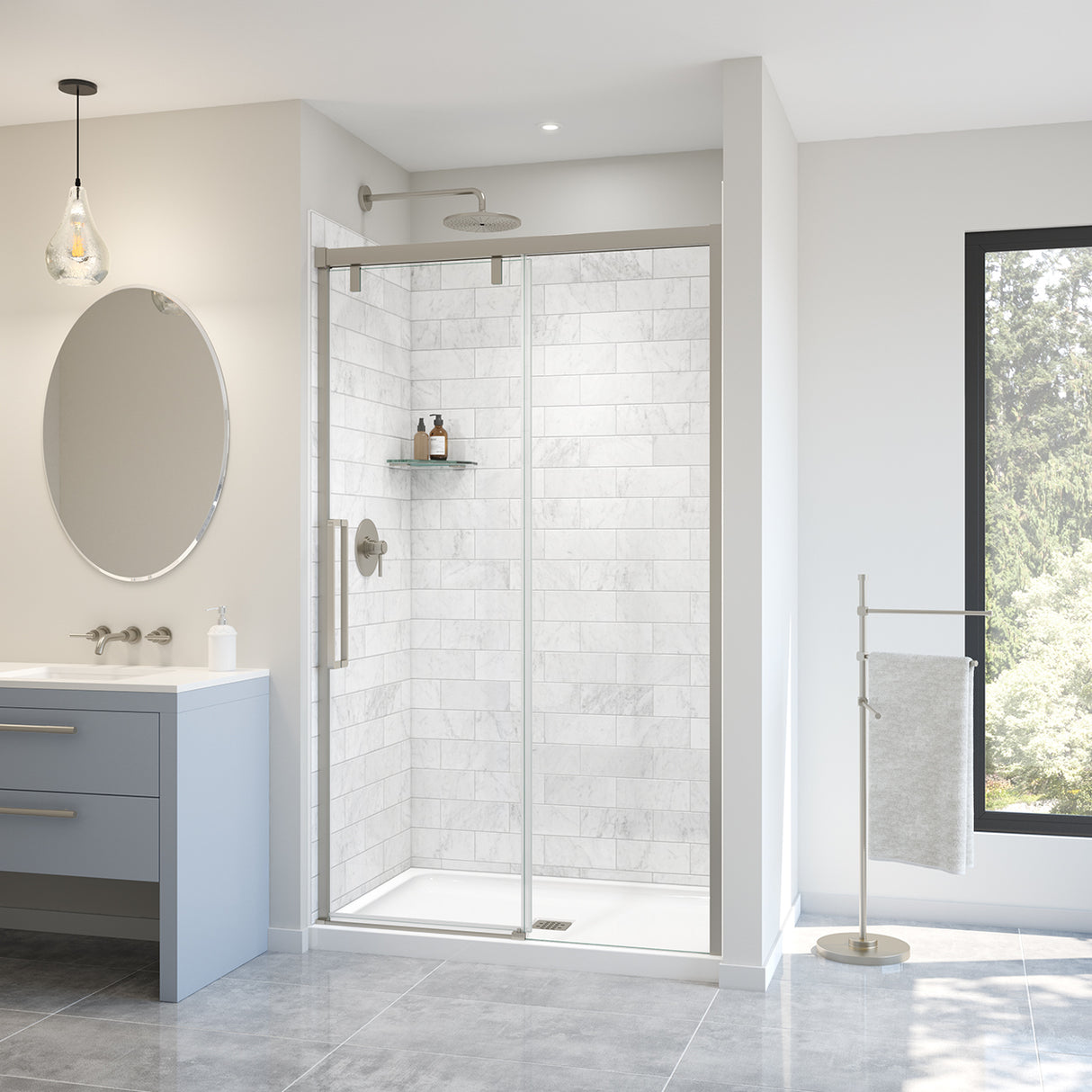 Uptown 44-47 x 76 in. 8 mm Sliding Shower Door for Alcove Installation with Clear glass in Chrome