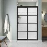Incognito 76 Shaker 44-47 x 76 in. 8mm Bypass Shower Door for Alcove Installation with Shaker glass in Matte Black