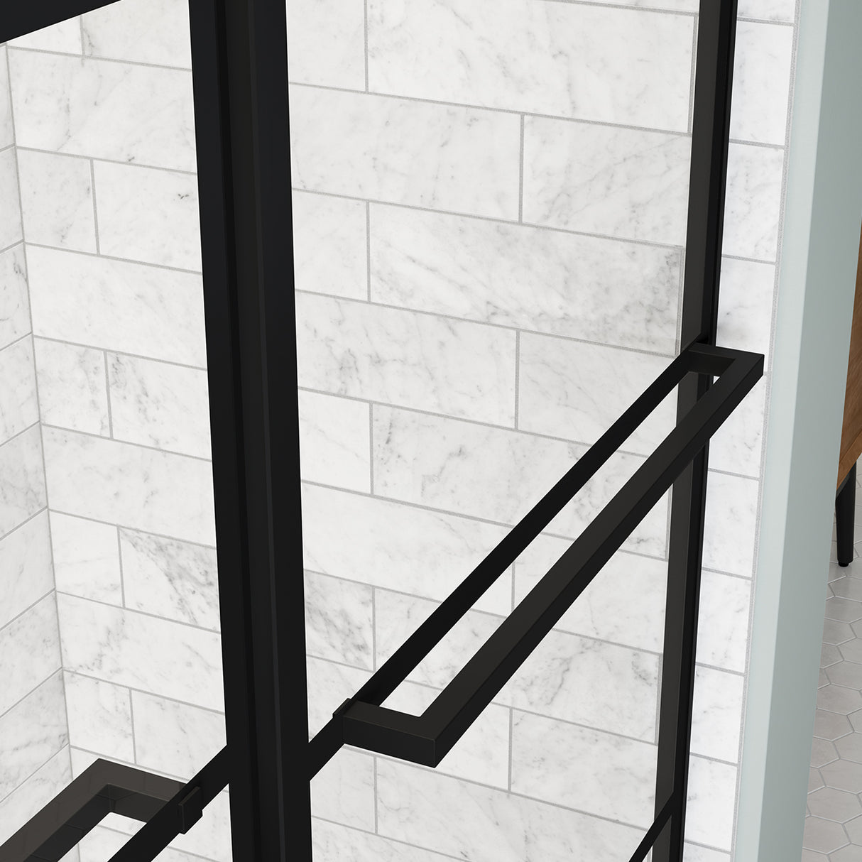 Incognito 76 Shaker 56-59 x 76 in. 8mm Bypass Shower Door for Alcove Installation with Shaker glass in Matte Black