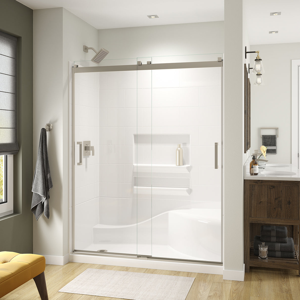 Revelation Square 56-59 x 70 ½-73 in. 8mm Bypass Shower Door for Alcove Installation with Clear glass in Chrome
