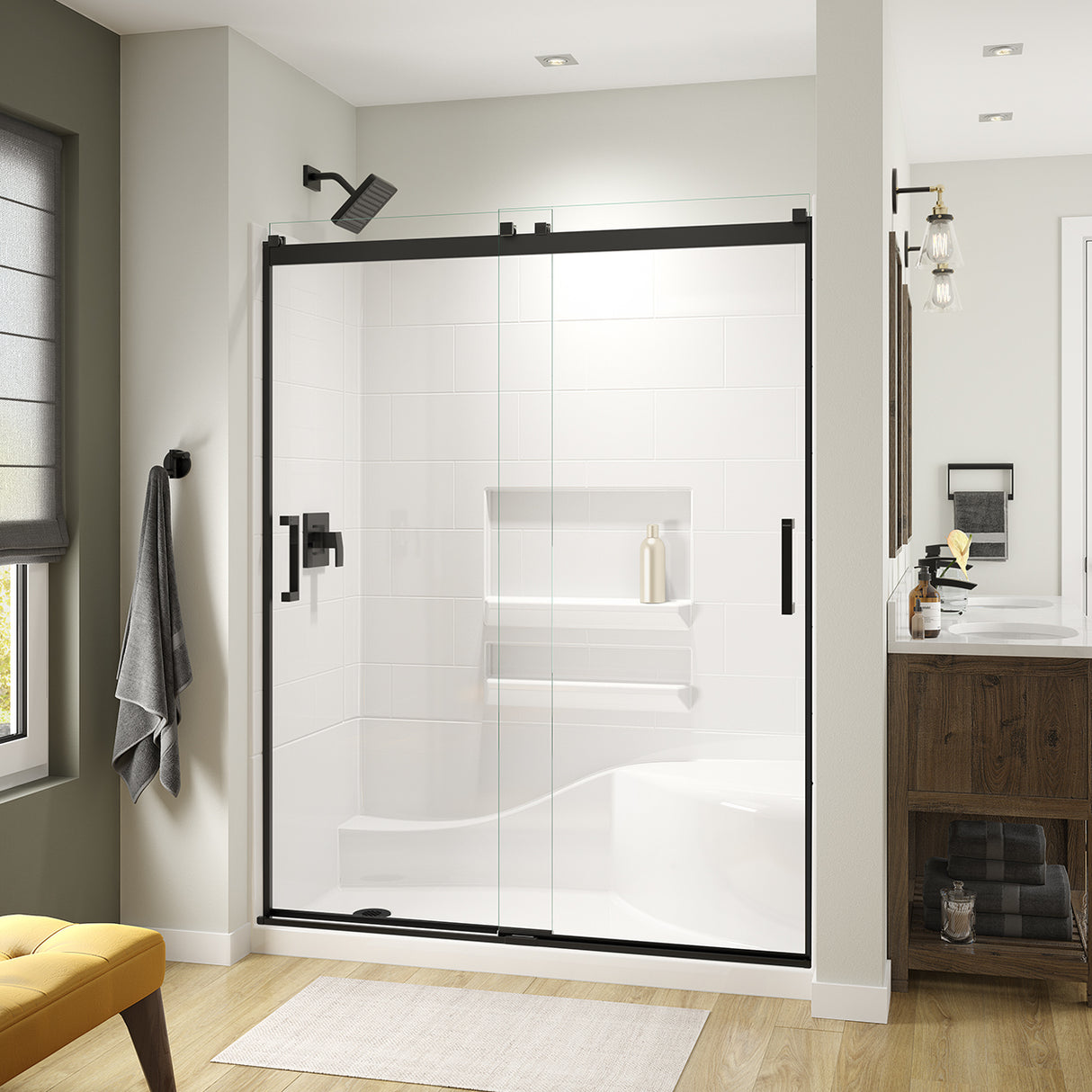 Revelation Square 56-59 x 70 ½-73 in. 8mm Bypass Shower Door for Alcove Installation with Clear glass in Chrome