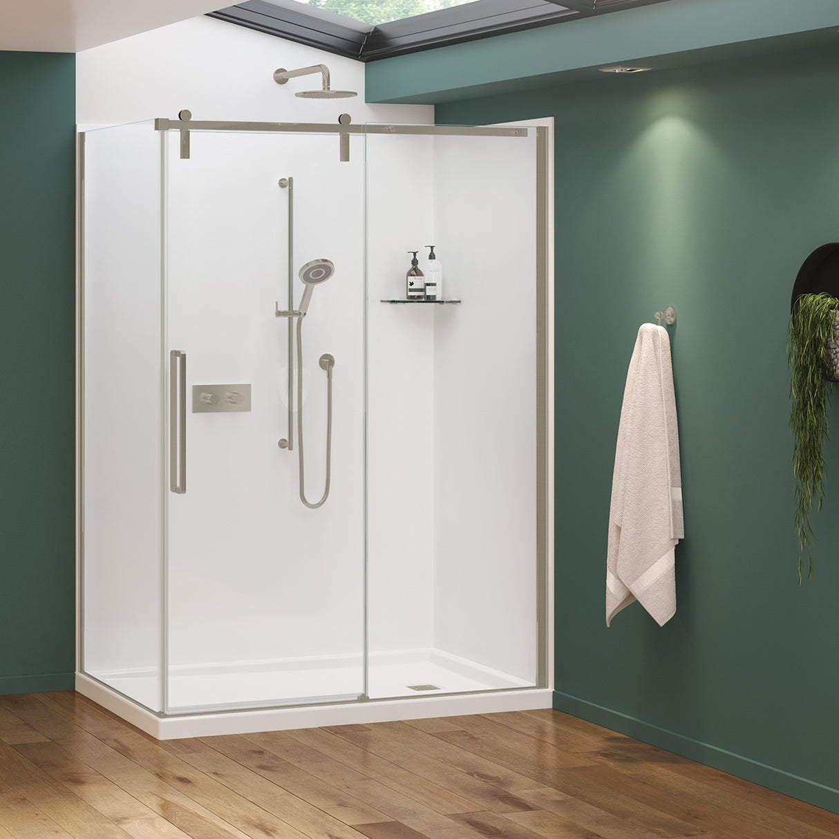 Nebula 56 ½-58 ½ x 78 ¾ in. 8mm Sliding Shower Door for Alcove Installation with Clear glass in Chrome