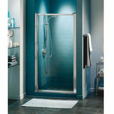Pivolok 21-22 ¾ x 64 ½ in. Pivot Shower Door for Alcove Installation with Clear glass in Chrome