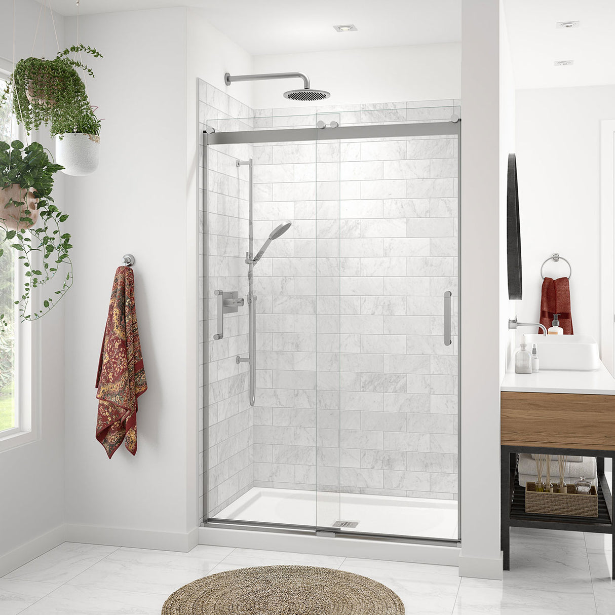 Revelation Round 44-47 in. x 70 ½-73 in. 6 mm Bypass Shower Door for Alcove Installation with Clear glass in Chrome