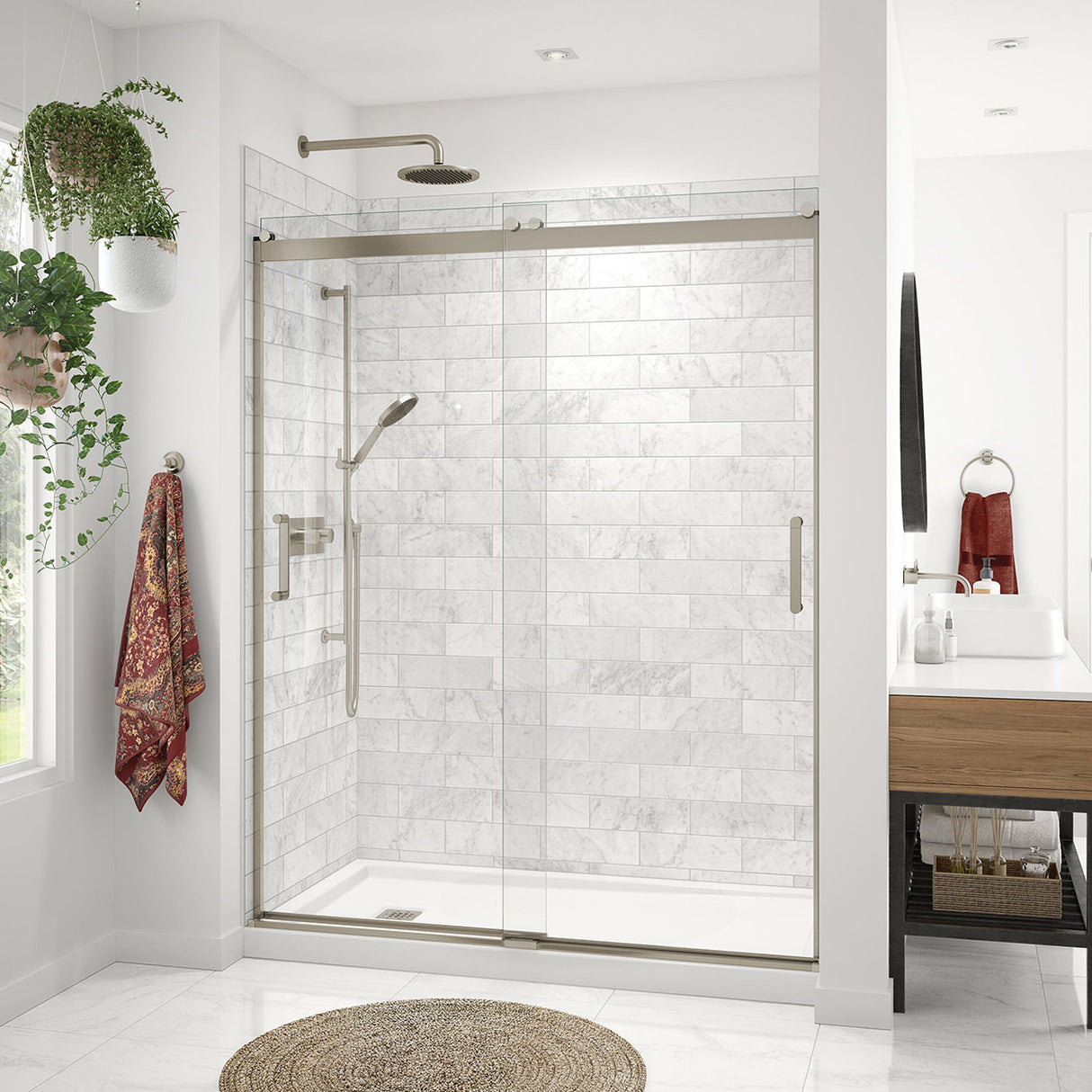 Revelation Round 56-59 in. x 70 ½-73 in. 6 mm Bypass Shower Door for Alcove Installation with Clear glass in Chrome